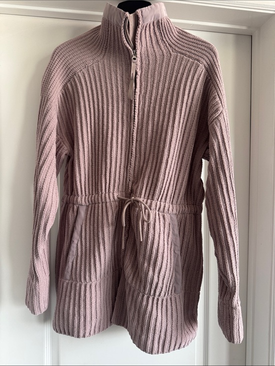 FLX Jackets & Blazers - Women's Dusty Pink Ribbed Zip-Up Jacket with Drawstring Waist
